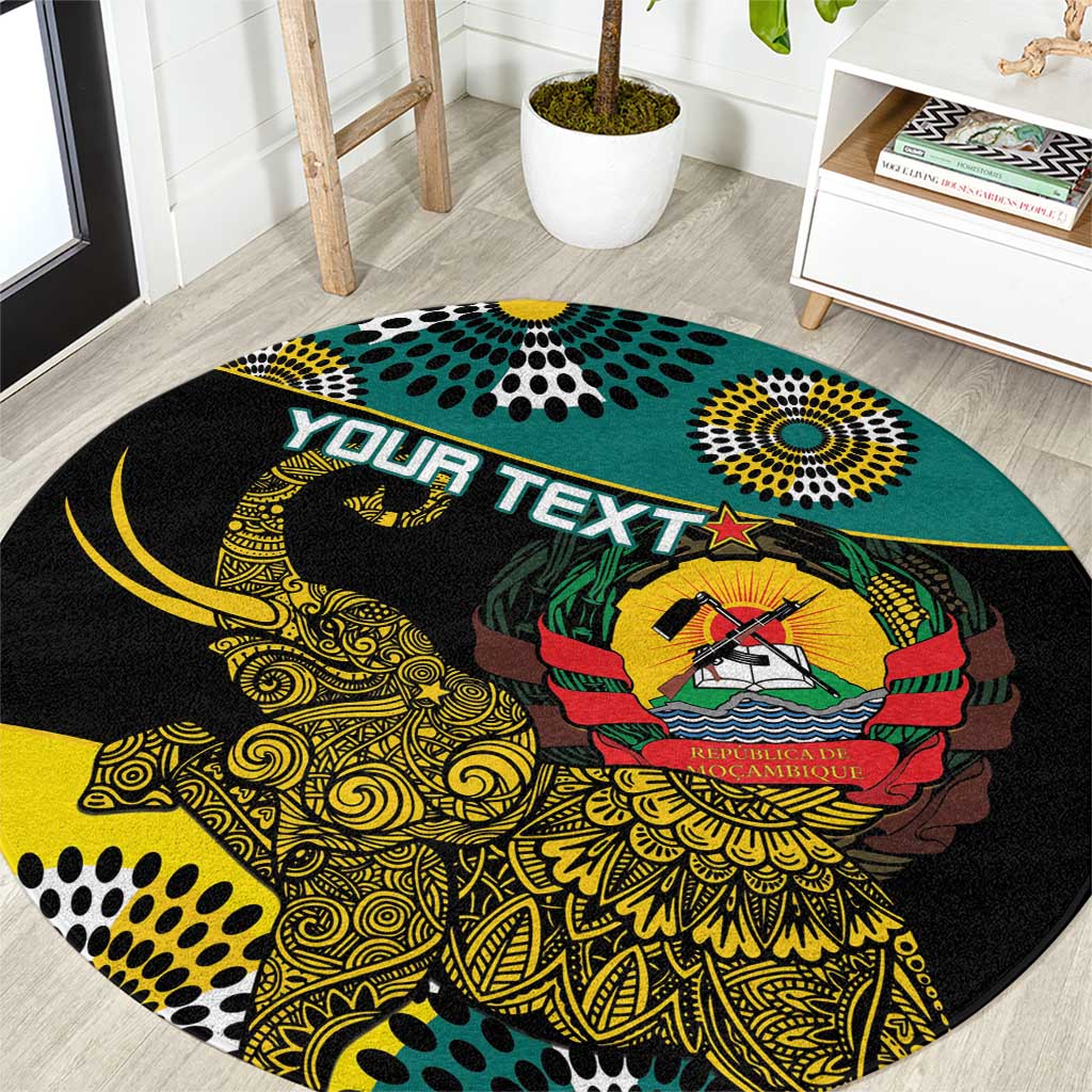 Personalised Mozambique Round Carpet African Elephant With Coat Of Arms