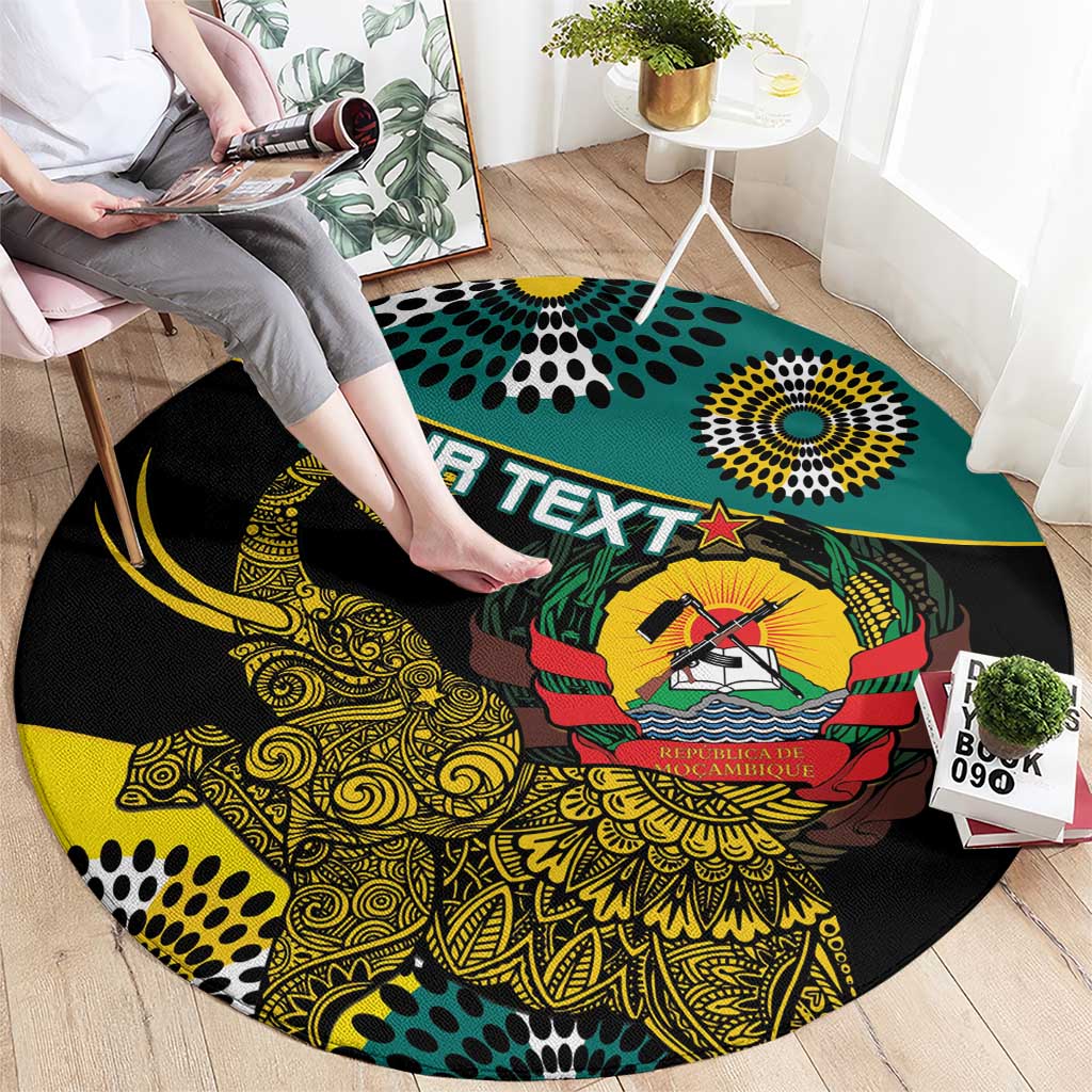Personalised Mozambique Round Carpet African Elephant With Coat Of Arms