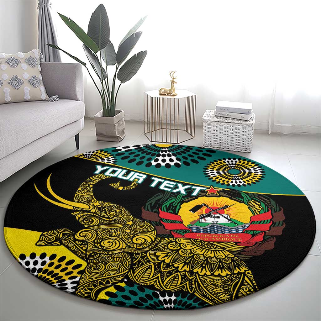 Personalised Mozambique Round Carpet African Elephant With Coat Of Arms