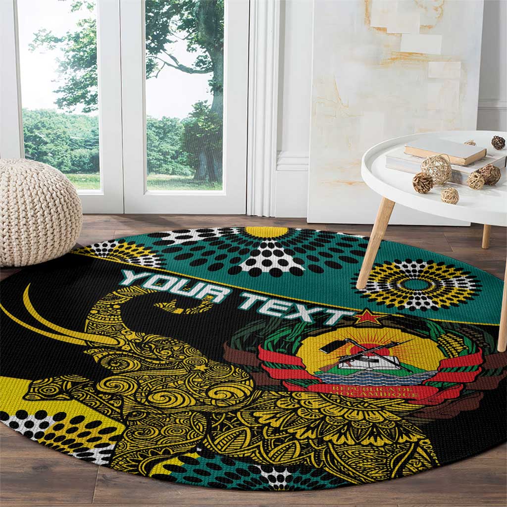 Personalised Mozambique Round Carpet African Elephant With Coat Of Arms