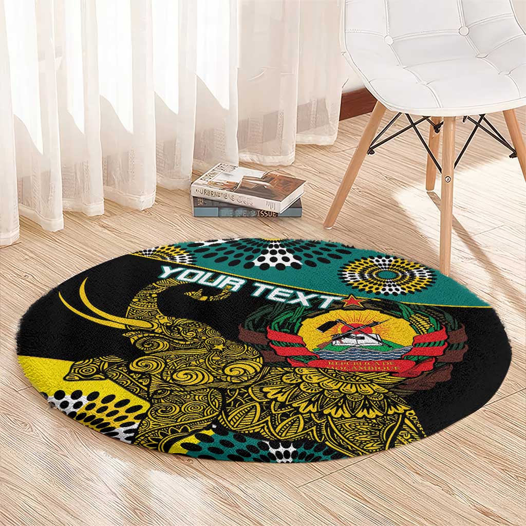 Personalised Mozambique Round Carpet African Elephant With Coat Of Arms