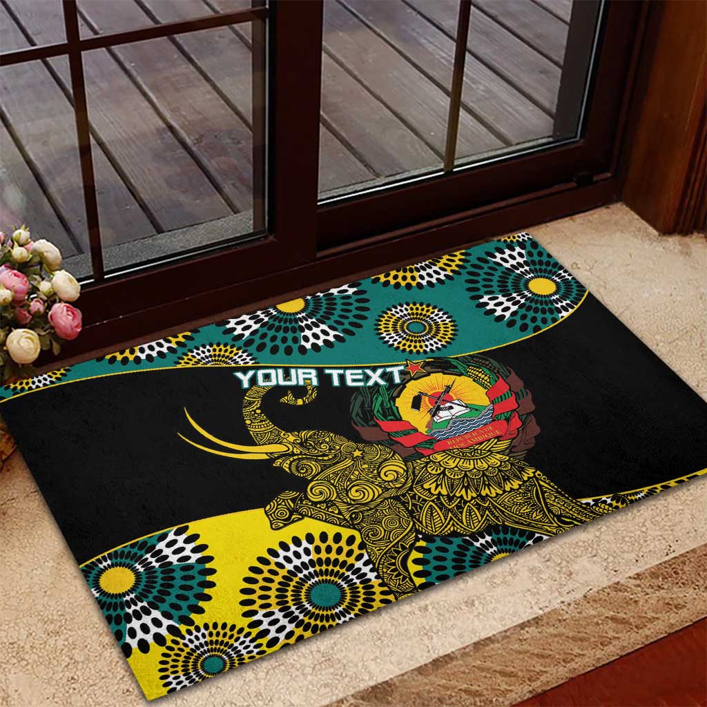 Personalised Mozambique Rubber Doormat African Elephant With Coat Of Arms - Wonder Print Shop