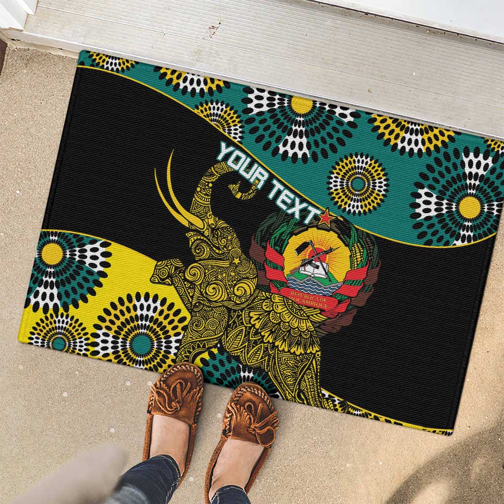 Personalised Mozambique Rubber Doormat African Elephant With Coat Of Arms - Wonder Print Shop