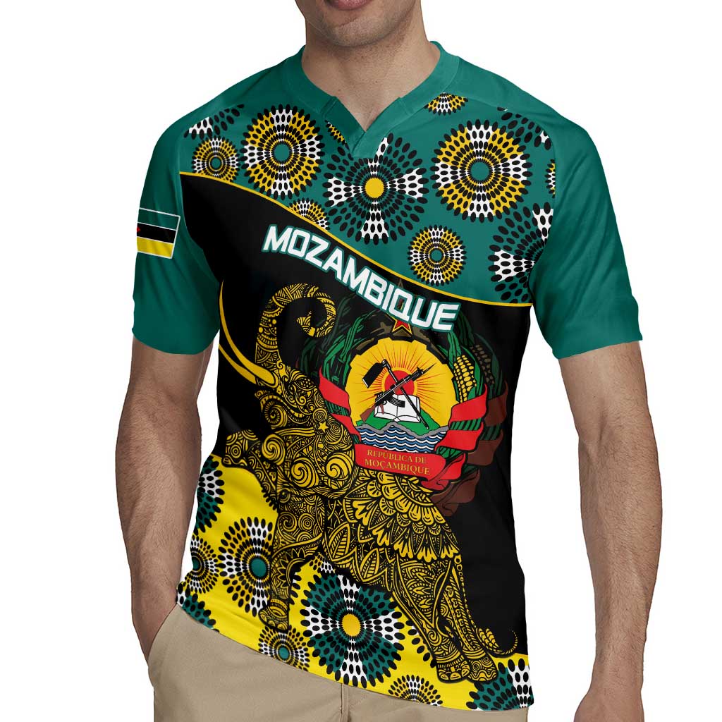 Personalised Mozambique Rugby Jersey African Elephant With Coat Of Arms - Wonder Print Shop