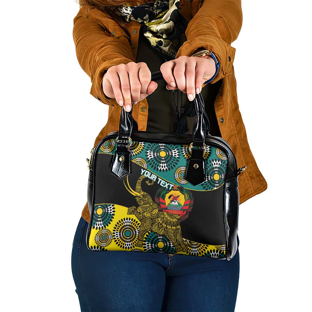 Personalised Mozambique Shoulder Handbag African Elephant With Coat Of Arms