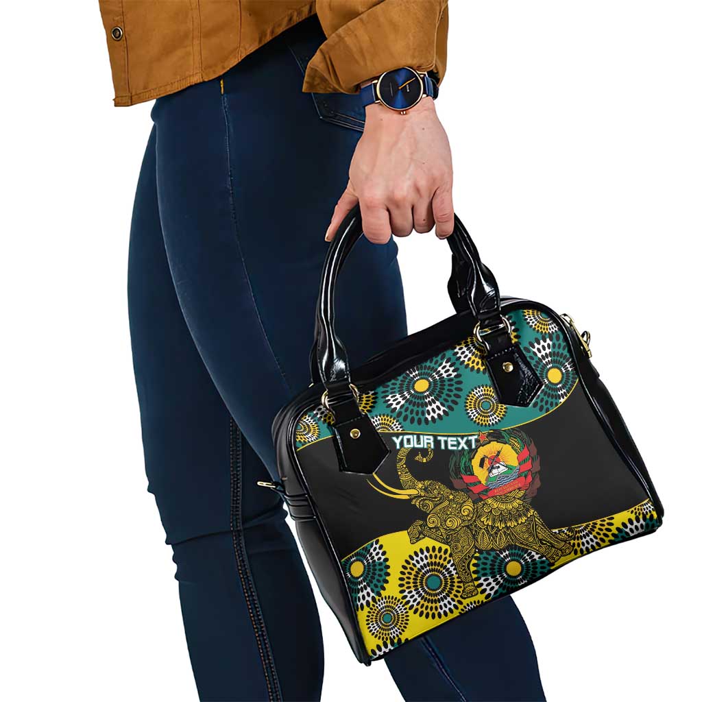 Personalised Mozambique Shoulder Handbag African Elephant With Coat Of Arms