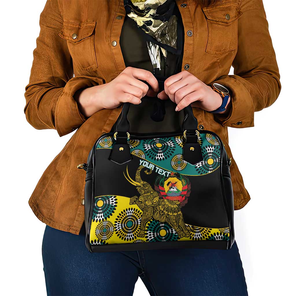 Personalised Mozambique Shoulder Handbag African Elephant With Coat Of Arms