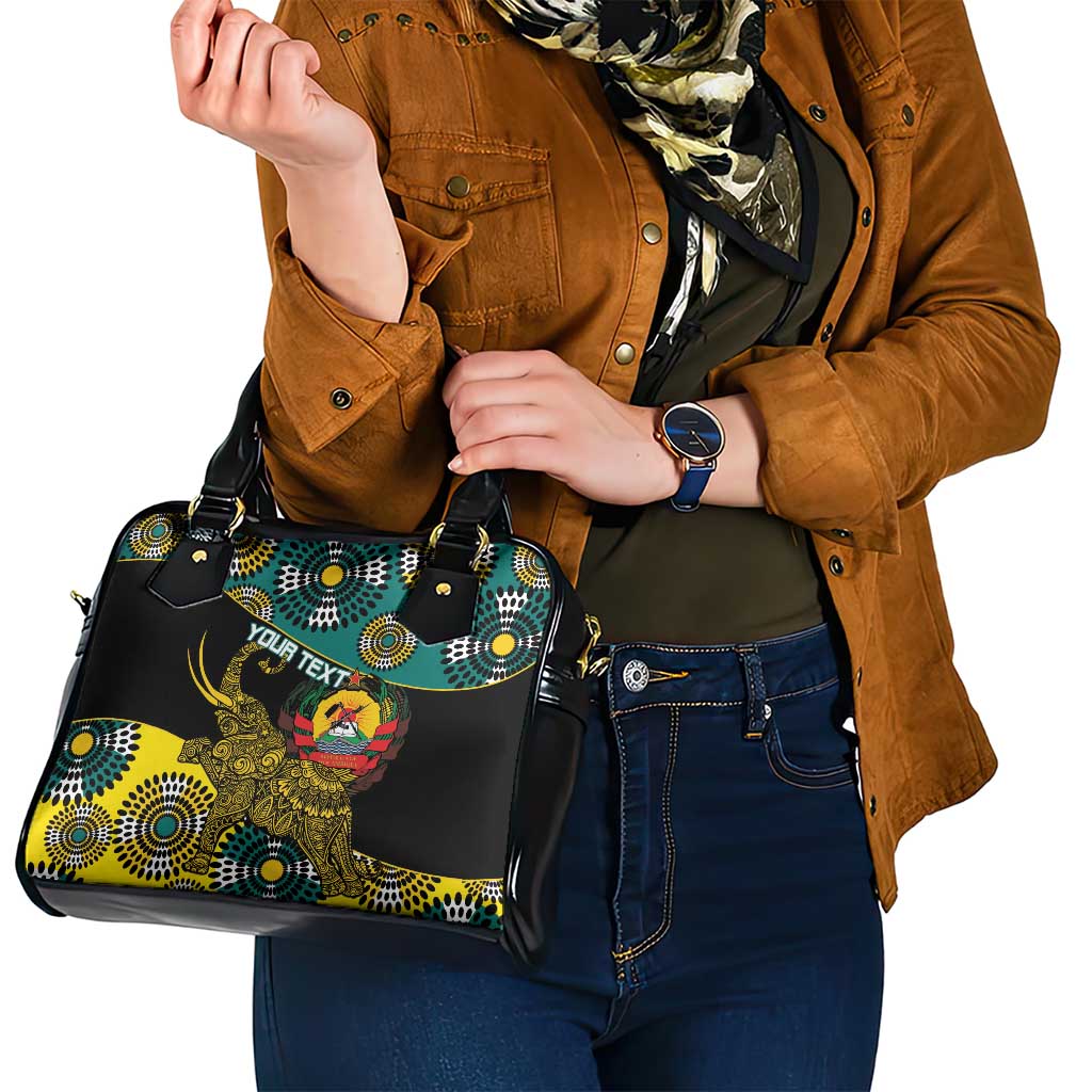 Personalised Mozambique Shoulder Handbag African Elephant With Coat Of Arms