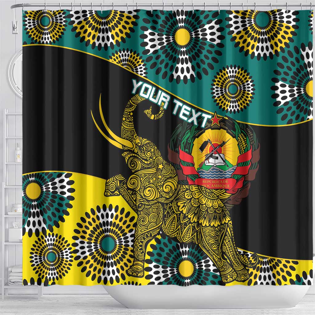 Personalised Mozambique Shower Curtain African Elephant With Coat Of Arms