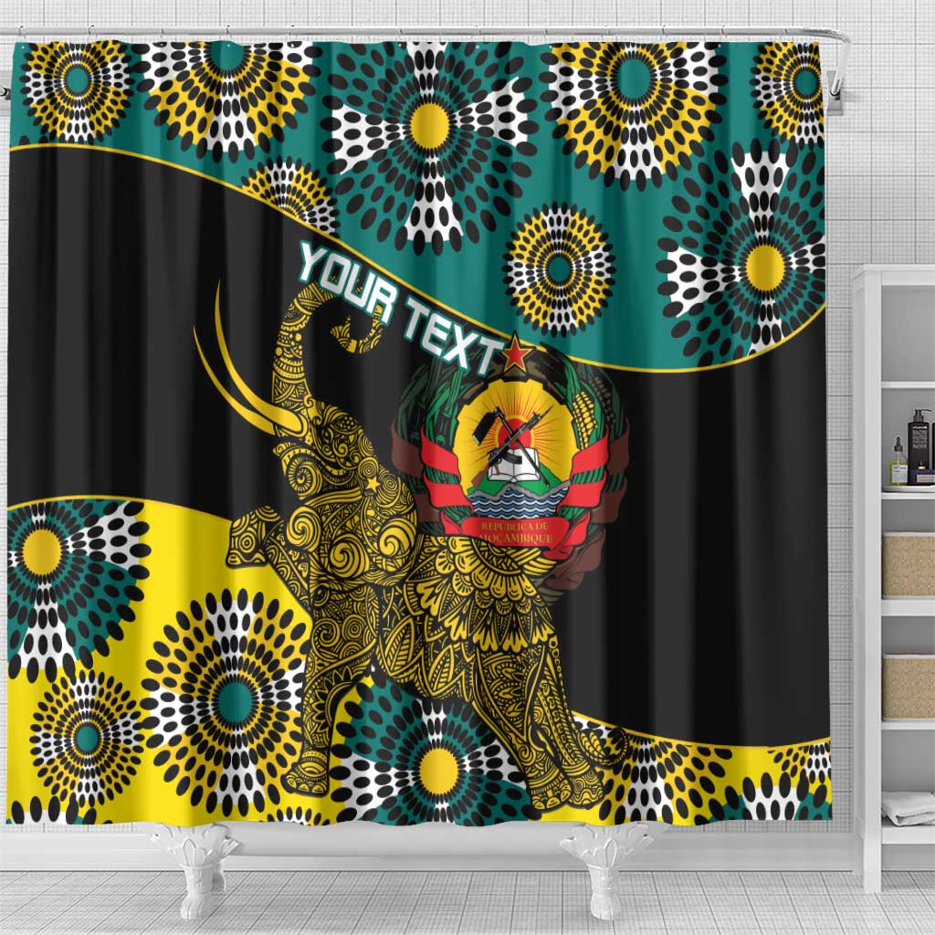 Personalised Mozambique Shower Curtain African Elephant With Coat Of Arms