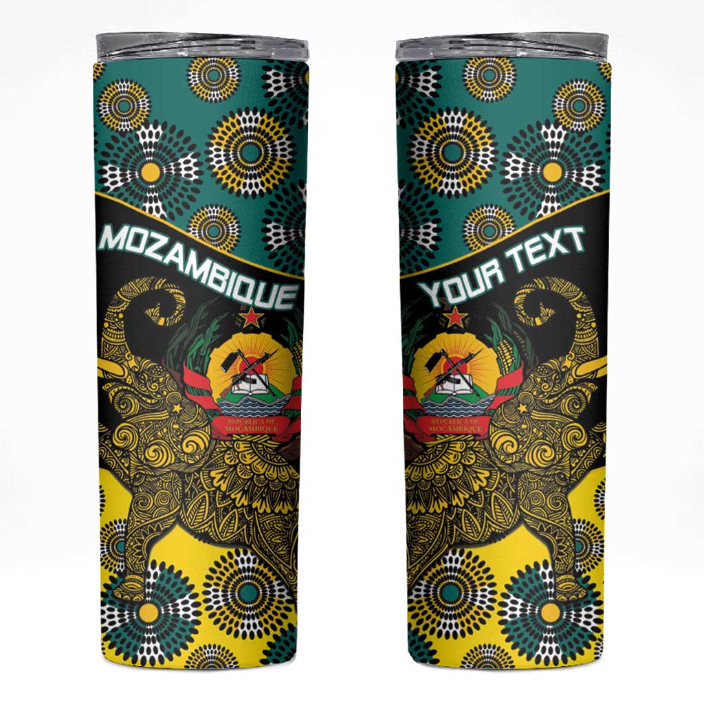 Personalised Mozambique Skinny Tumbler African Elephant With Coat Of Arms - Wonder Print Shop
