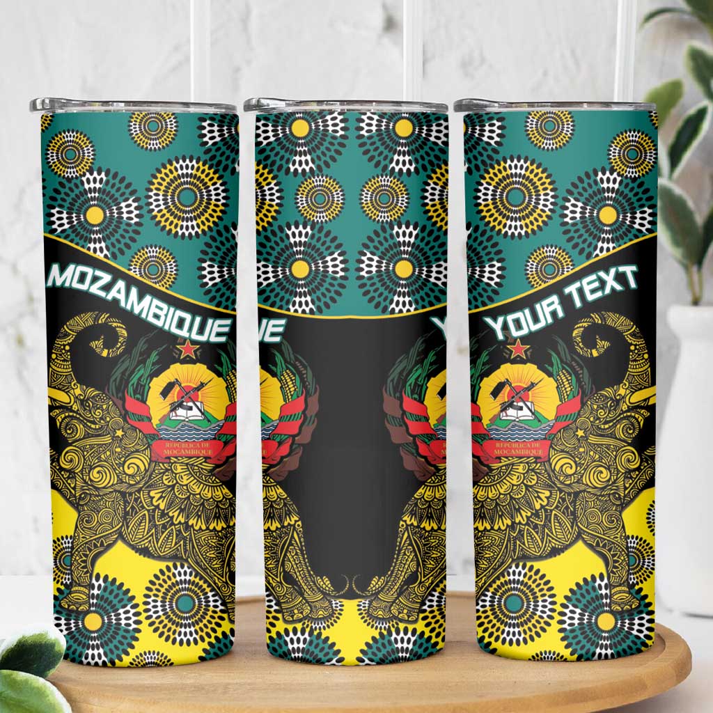 Personalised Mozambique Skinny Tumbler African Elephant With Coat Of Arms - Wonder Print Shop