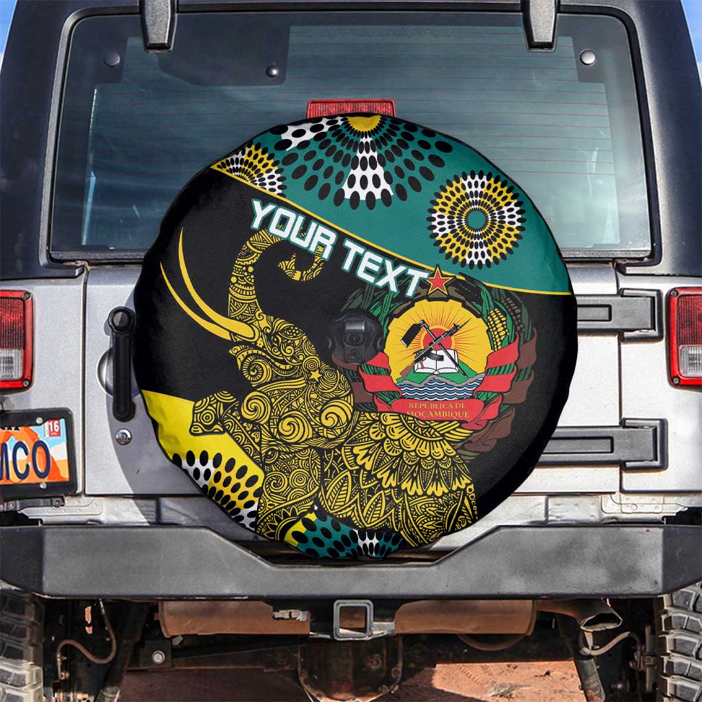 Personalised Mozambique Spare Tire Cover African Elephant With Coat Of Arms - Wonder Print Shop