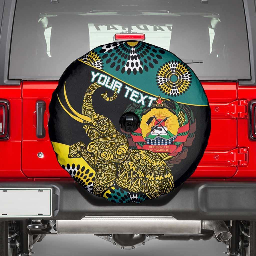 Personalised Mozambique Spare Tire Cover African Elephant With Coat Of Arms - Wonder Print Shop
