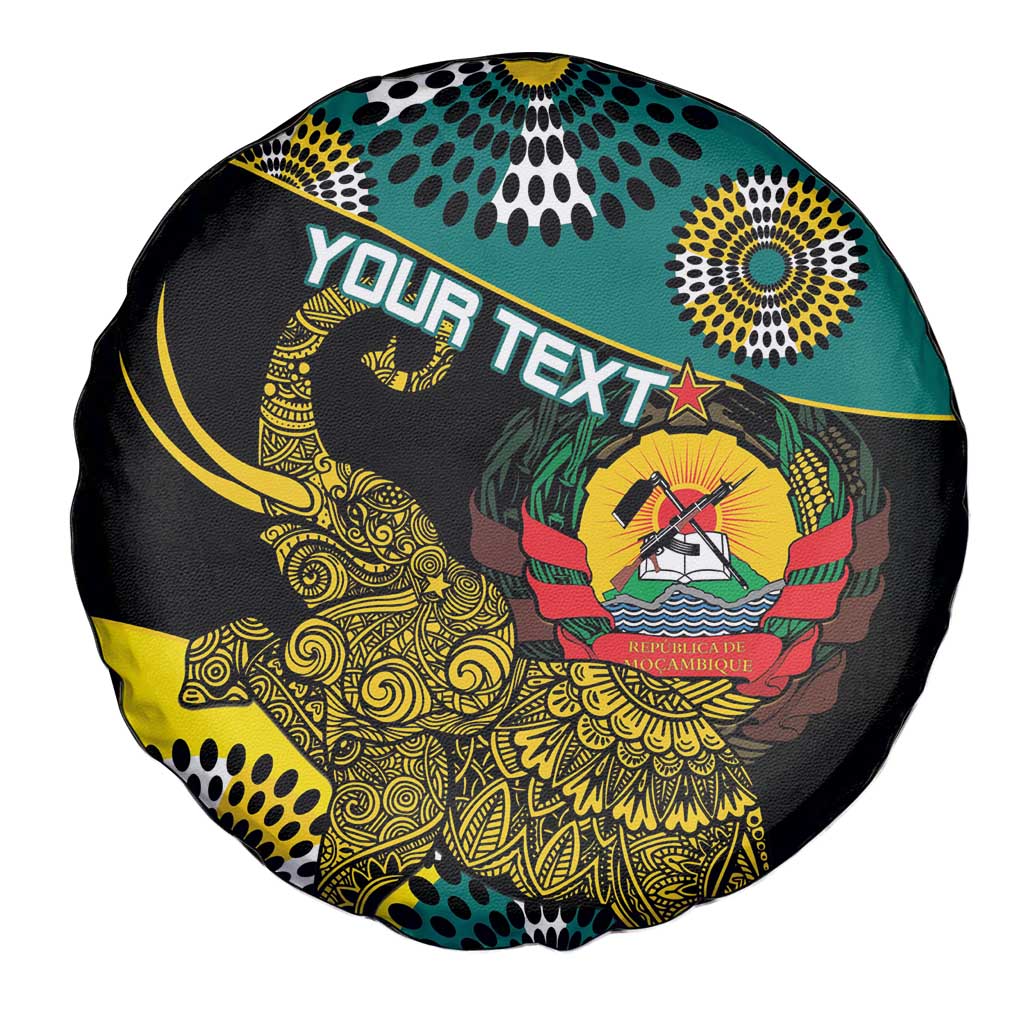 Personalised Mozambique Spare Tire Cover African Elephant With Coat Of Arms - Wonder Print Shop