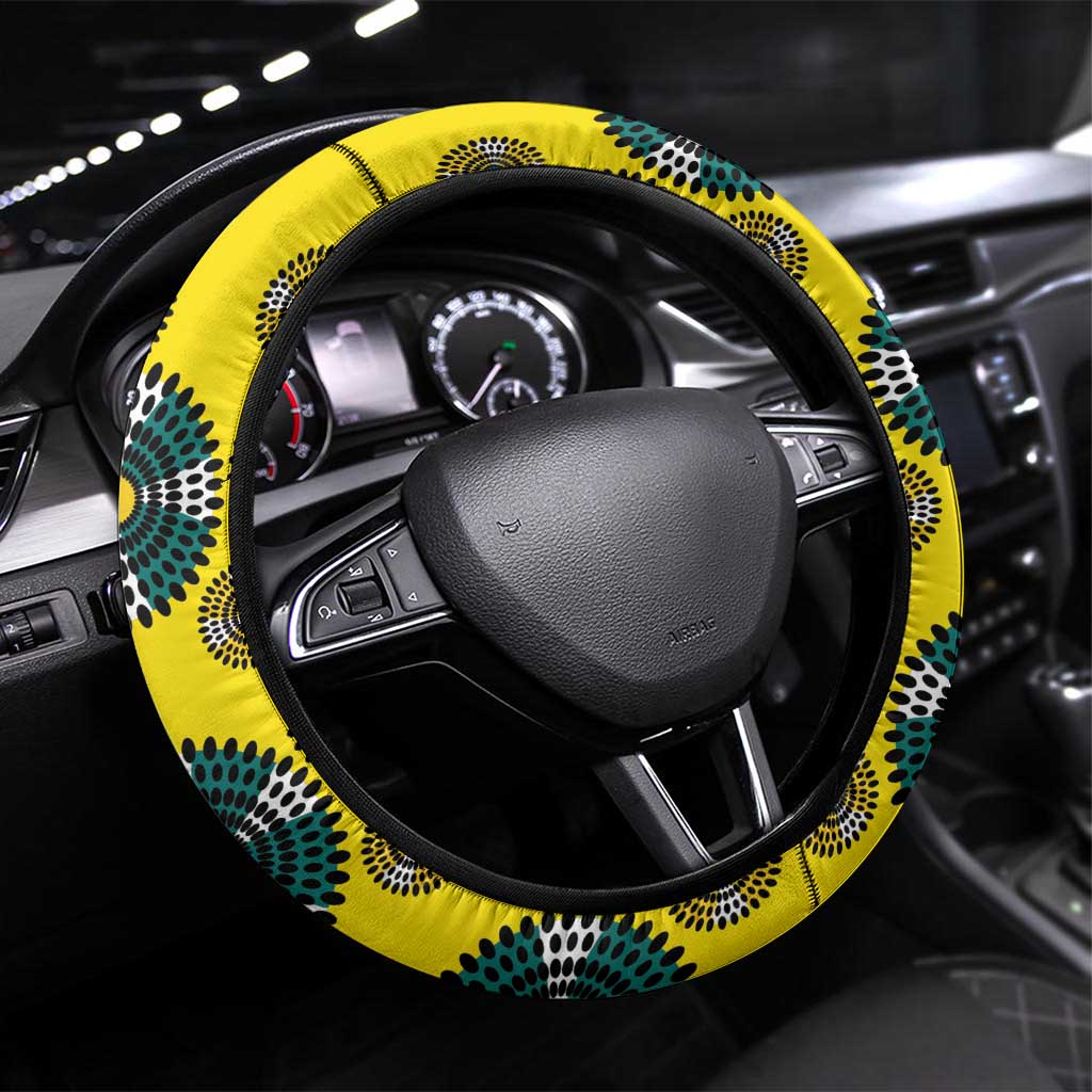 Mozambique Steering Wheel Cover African Elephant With Coat Of Arms - Wonder Print Shop
