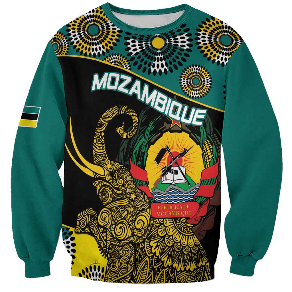 Personalised Mozambique Sweatshirt African Elephant With Coat Of Arms - Wonder Print Shop