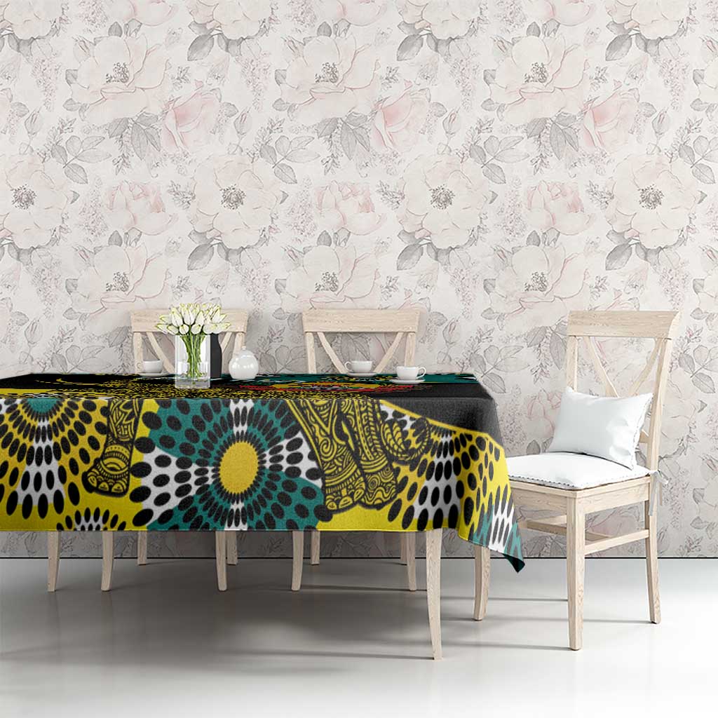 Personalised Mozambique Tablecloth African Elephant With Coat Of Arms - Wonder Print Shop