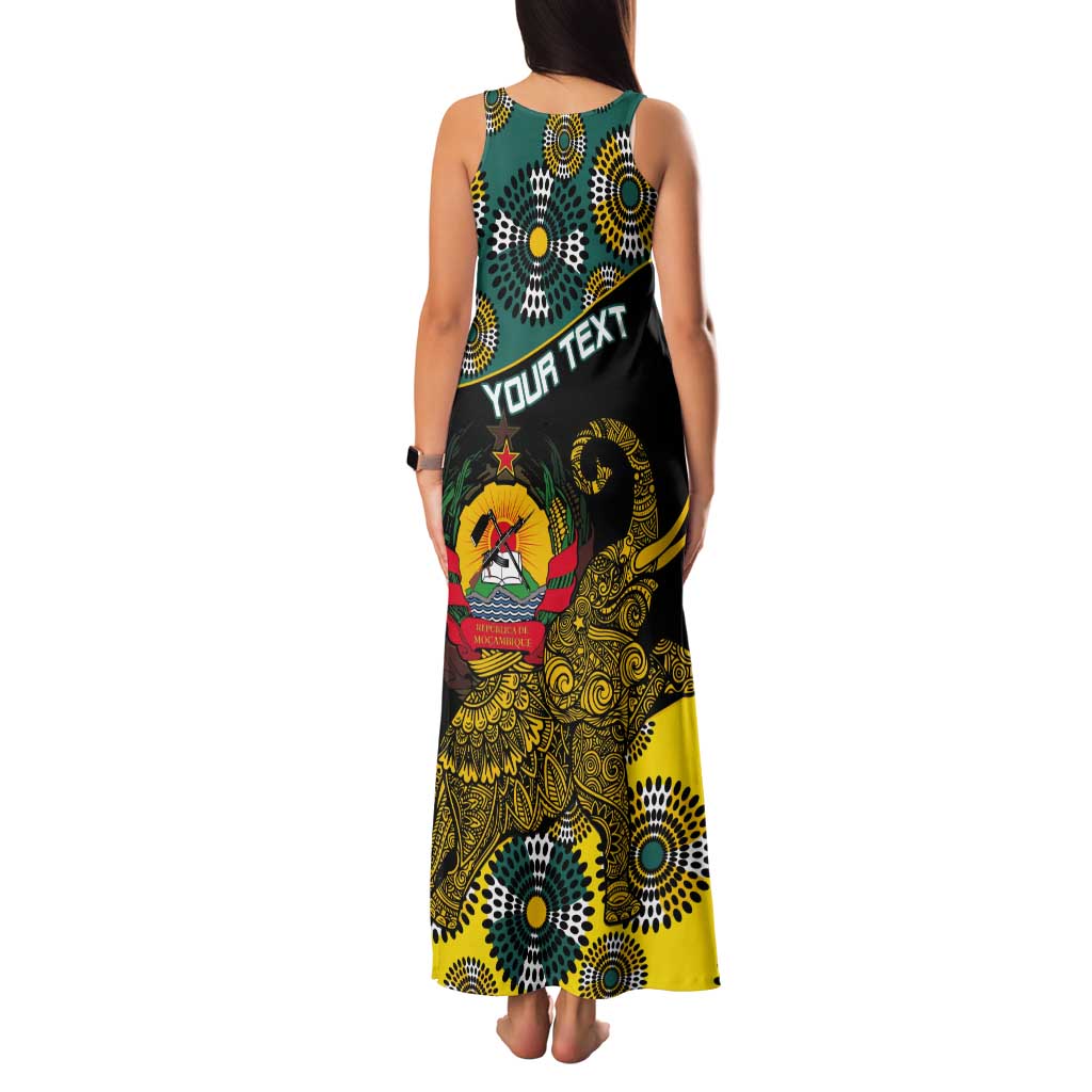 Personalised Mozambique Tank Maxi Dress African Elephant With Coat Of Arms - Wonder Print Shop