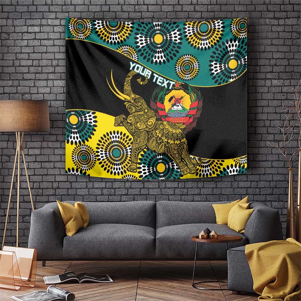 Personalised Mozambique Tapestry African Elephant With Coat Of Arms - Wonder Print Shop
