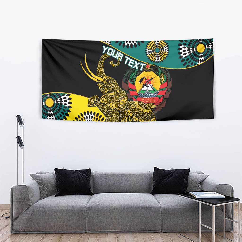 Personalised Mozambique Tapestry African Elephant With Coat Of Arms - Wonder Print Shop