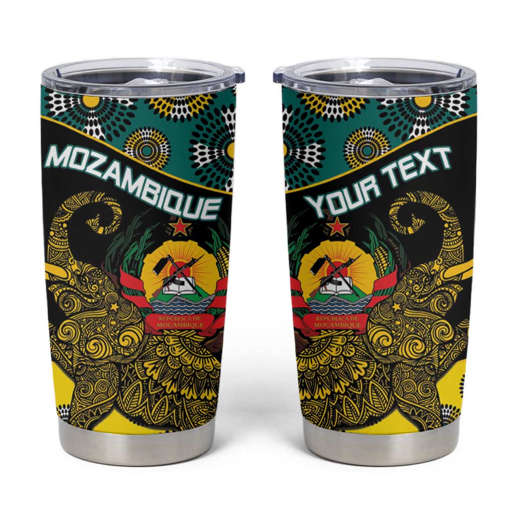 Personalised Mozambique Tumbler Cup African Elephant With Coat Of Arms - Wonder Print Shop