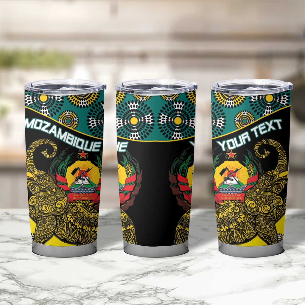 Personalised Mozambique Tumbler Cup African Elephant With Coat Of Arms - Wonder Print Shop