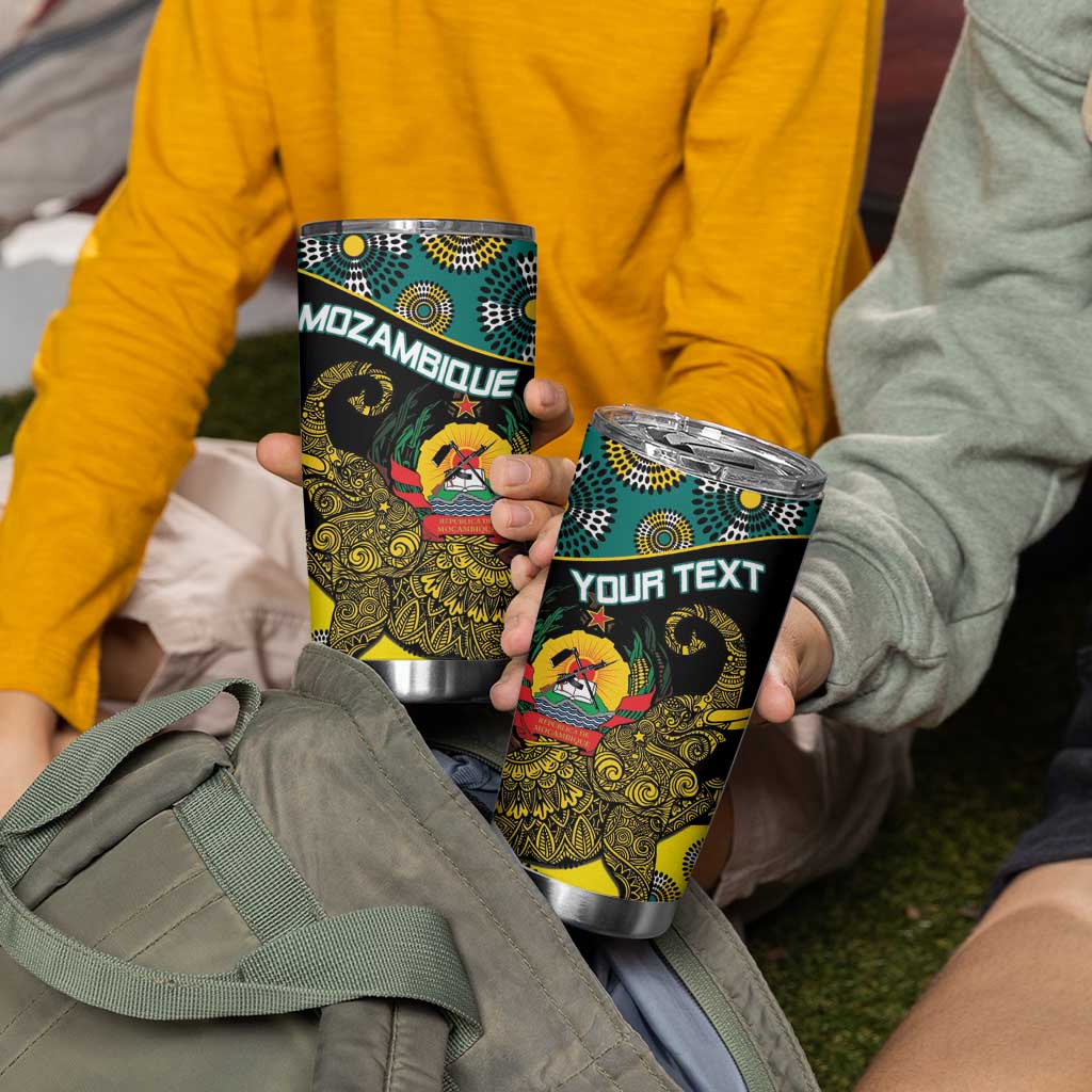 Personalised Mozambique Tumbler Cup African Elephant With Coat Of Arms - Wonder Print Shop