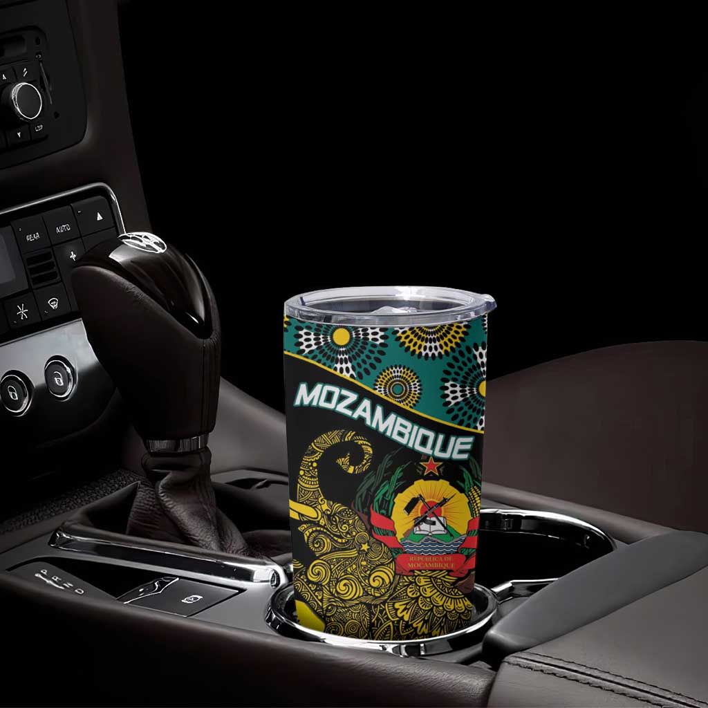 Personalised Mozambique Tumbler Cup African Elephant With Coat Of Arms - Wonder Print Shop