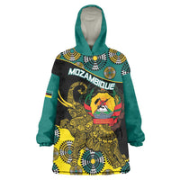Personalised Mozambique Wearable Blanket Hoodie African Elephant With Coat Of Arms - Wonder Print Shop