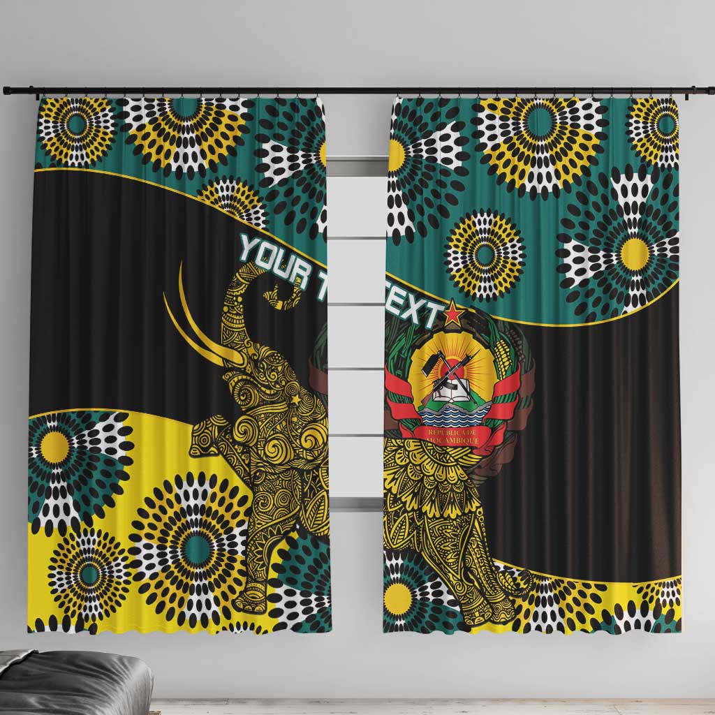 Personalised Mozambique Window Curtain African Elephant With Coat Of Arms - Wonder Print Shop