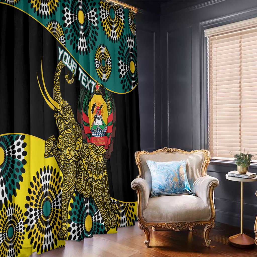 Personalised Mozambique Window Curtain African Elephant With Coat Of Arms - Wonder Print Shop