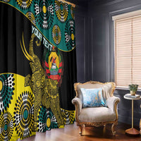 Personalised Mozambique Window Curtain African Elephant With Coat Of Arms - Wonder Print Shop