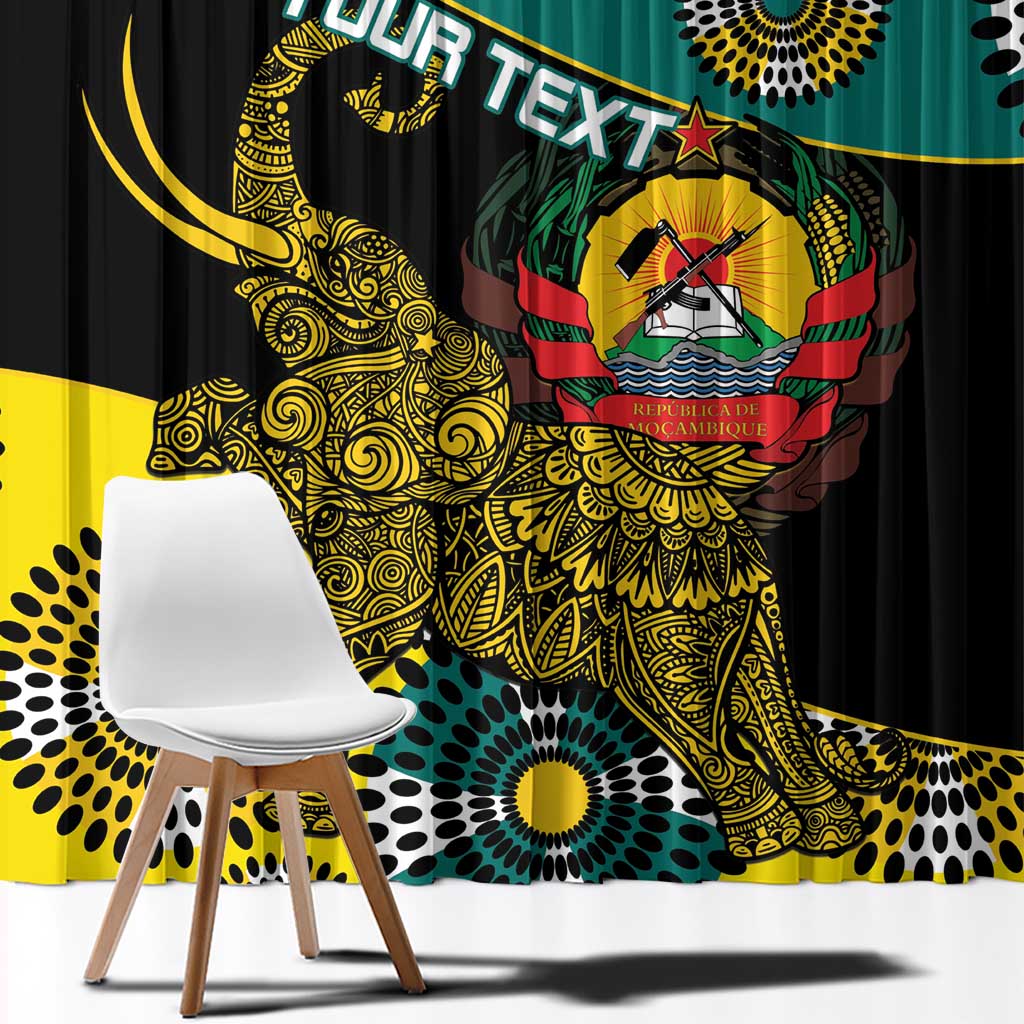 Personalised Mozambique Window Curtain African Elephant With Coat Of Arms - Wonder Print Shop