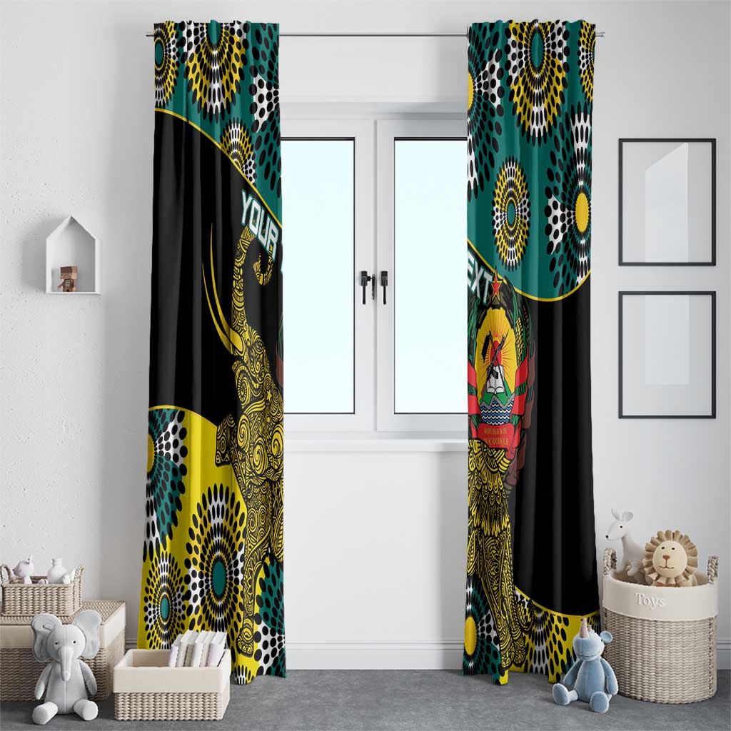 Personalised Mozambique Window Curtain African Elephant With Coat Of Arms - Wonder Print Shop