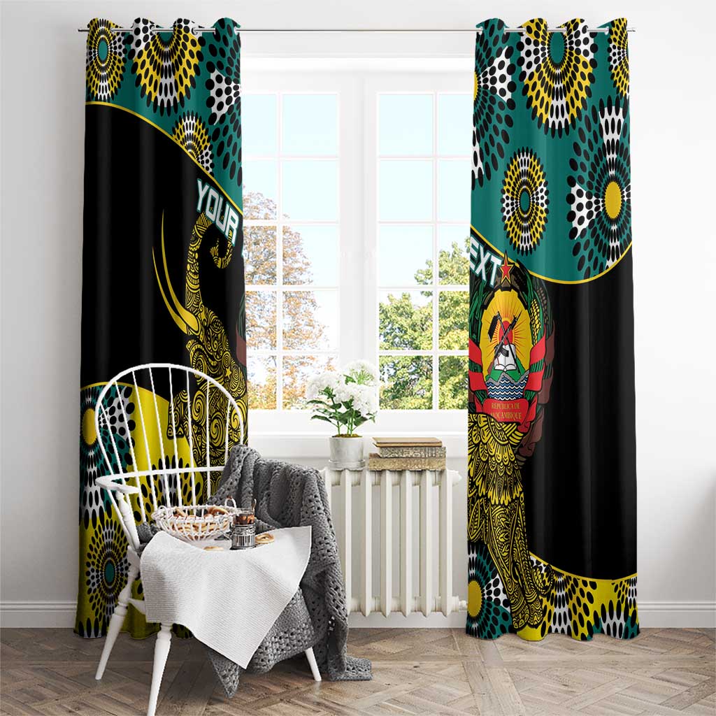 Personalised Mozambique Window Curtain African Elephant With Coat Of Arms - Wonder Print Shop