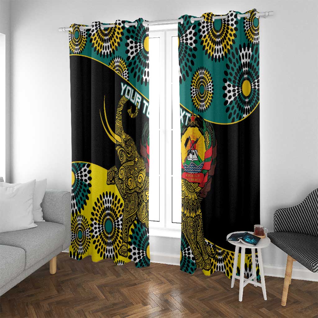 Personalised Mozambique Window Curtain African Elephant With Coat Of Arms - Wonder Print Shop
