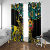 Personalised Mozambique Window Curtain African Elephant With Coat Of Arms - Wonder Print Shop