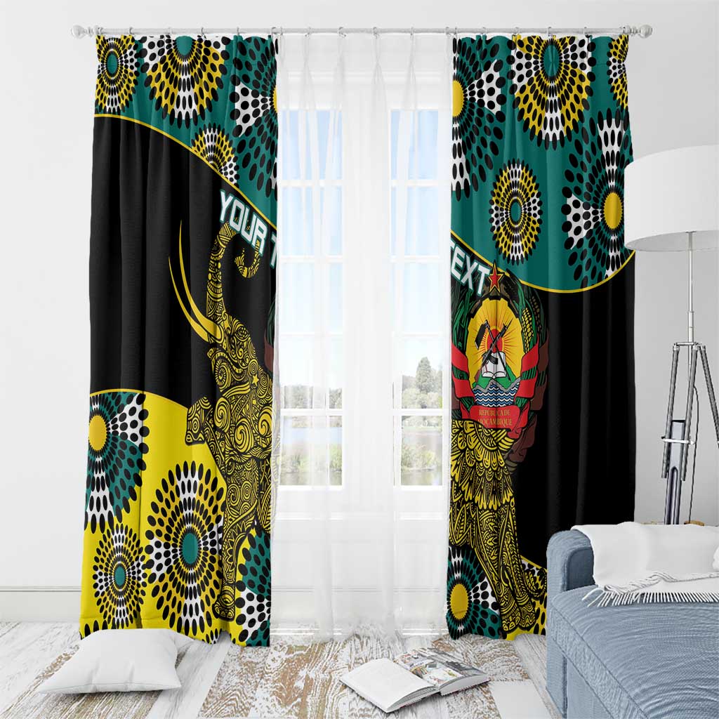 Personalised Mozambique Window Curtain African Elephant With Coat Of Arms - Wonder Print Shop