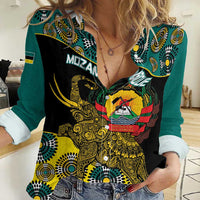 Personalised Mozambique Women Casual Shirt African Elephant With Coat Of Arms - Wonder Print Shop