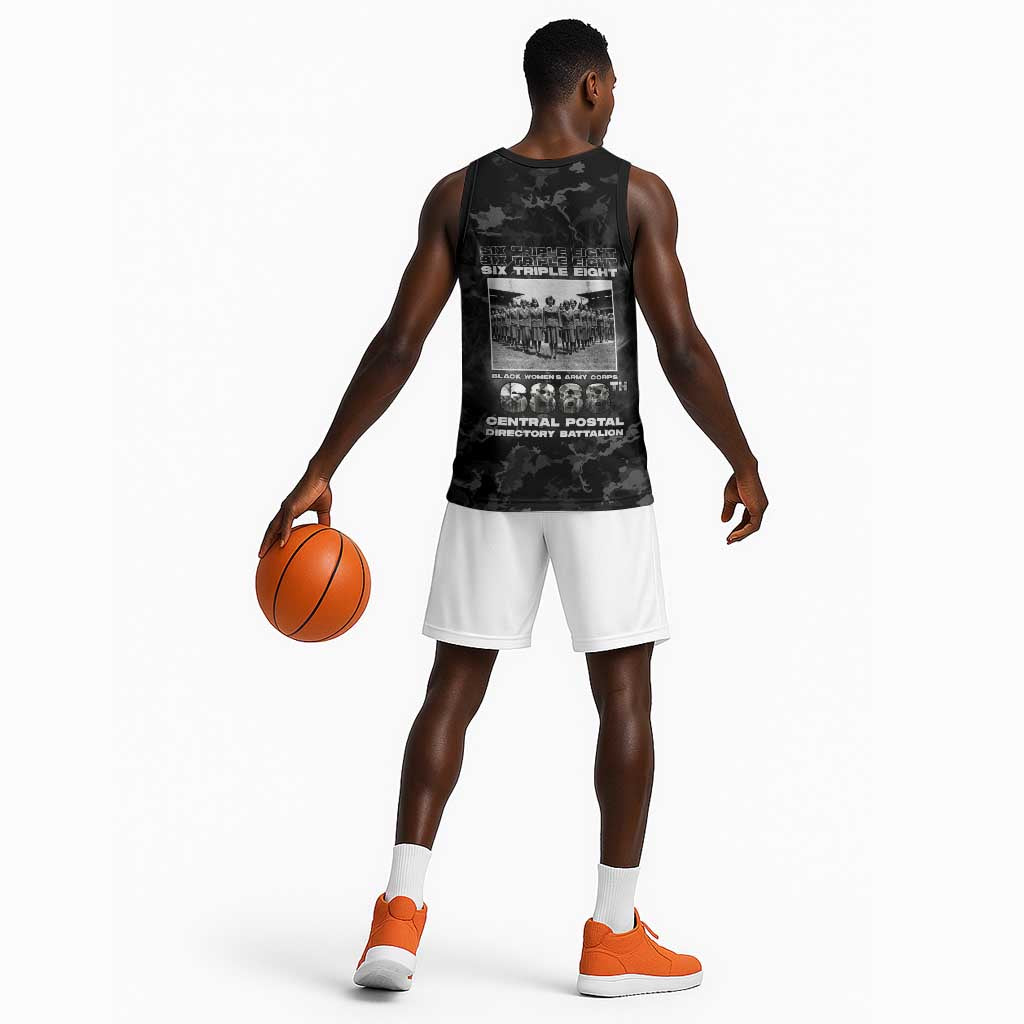 African American Heroes Basketball Jersey Six Triple Eight - Camo Style