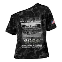 African American Heroes Cross Shoulder Shirt Six Triple Eight - Camo Style