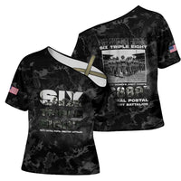 African American Heroes Cross Shoulder Shirt Six Triple Eight - Camo Style