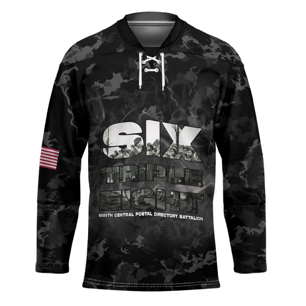African American Heroes Hockey Jersey Six Triple Eight - Camo Style