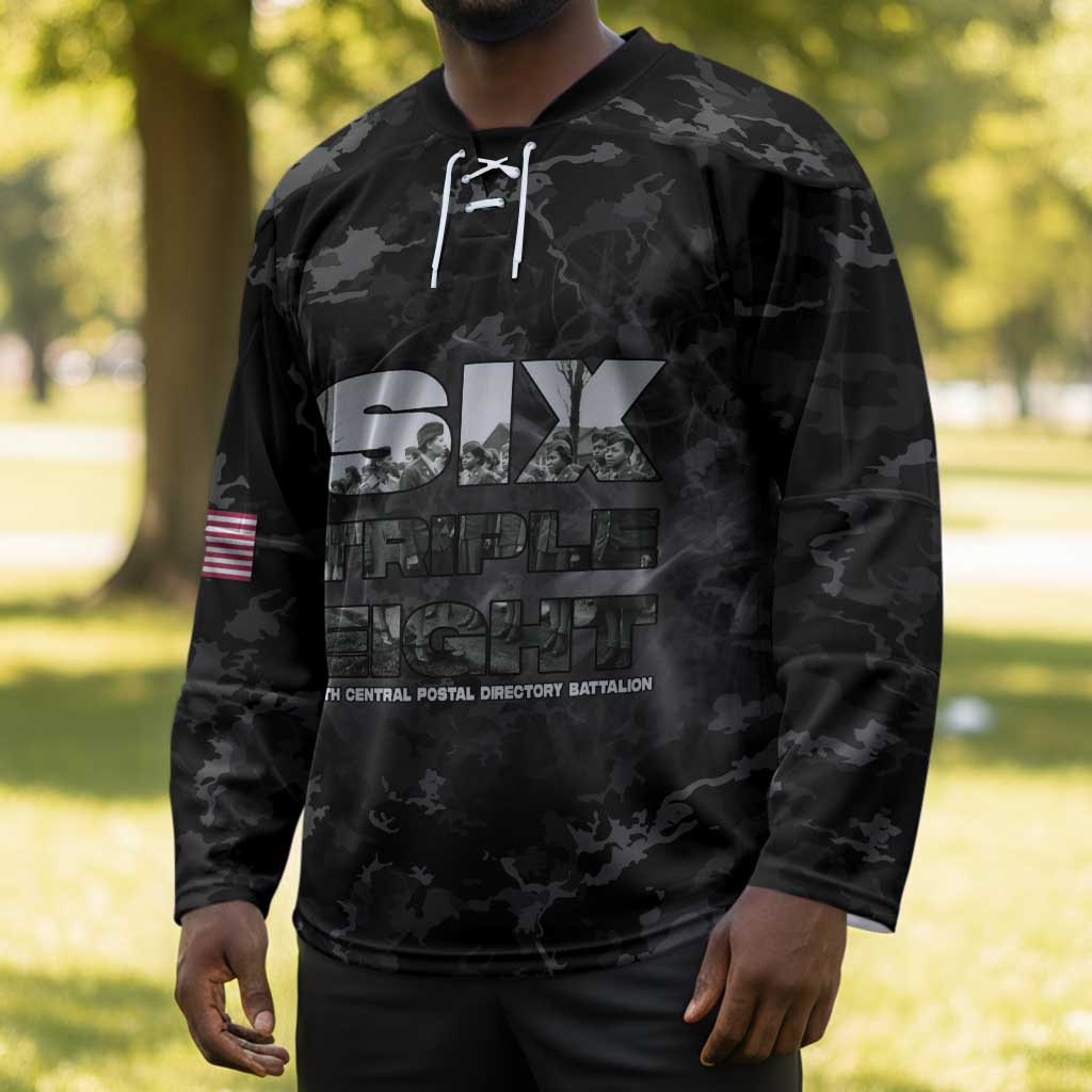 African American Heroes Hockey Jersey Six Triple Eight - Camo Style