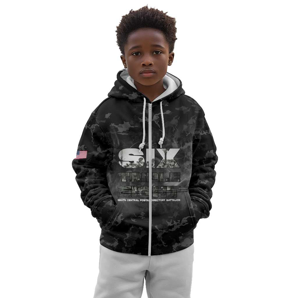 African American Heroes Kid Hoodie Six Triple Eight - Camo Style