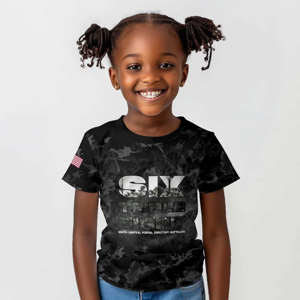 African American Heroes Kid T shirt Six Triple Eight - Camo Style