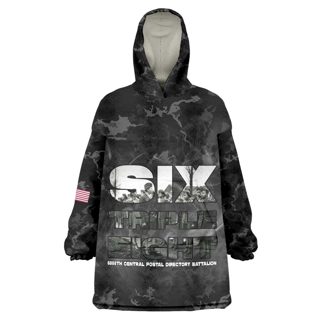African American Heroes Kid Wearable Blanket Hoodie Six Triple Eight - Camo Style