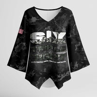 African American Heroes Kimono Sleeve Blouse Six Triple Eight - Camo Style