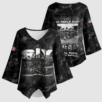 African American Heroes Kimono Sleeve Blouse Six Triple Eight - Camo Style